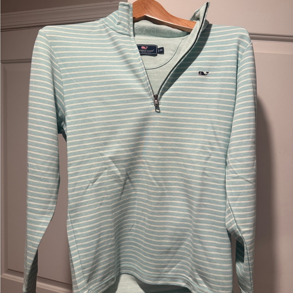 Vineyard Vines Aqua Striped Quarter-Zip